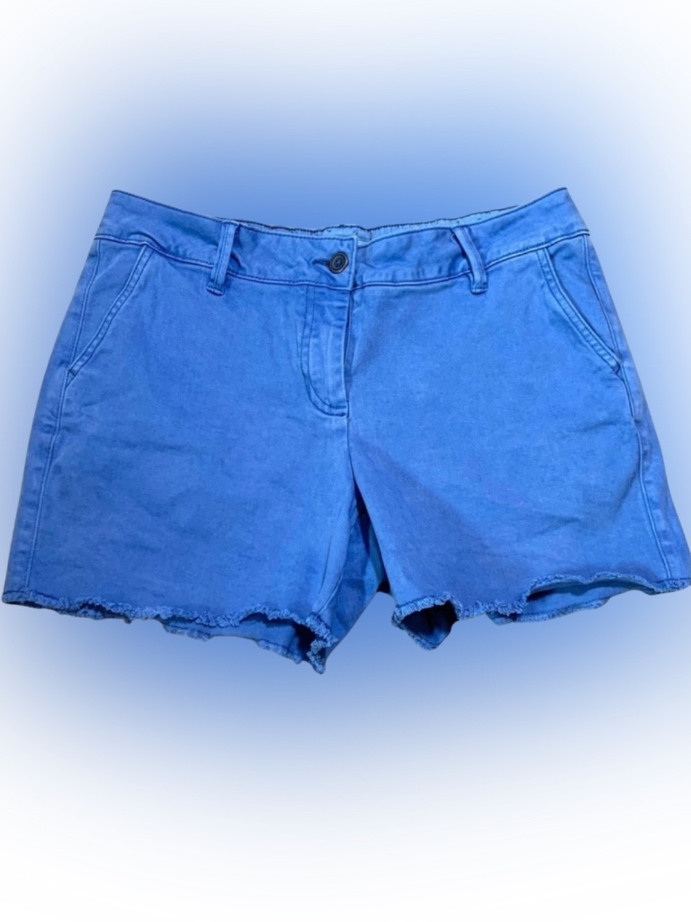 Land n Sea Blue Cotton Blend Shorts with Raw Hem and Relaxed Fit. Women Size 6